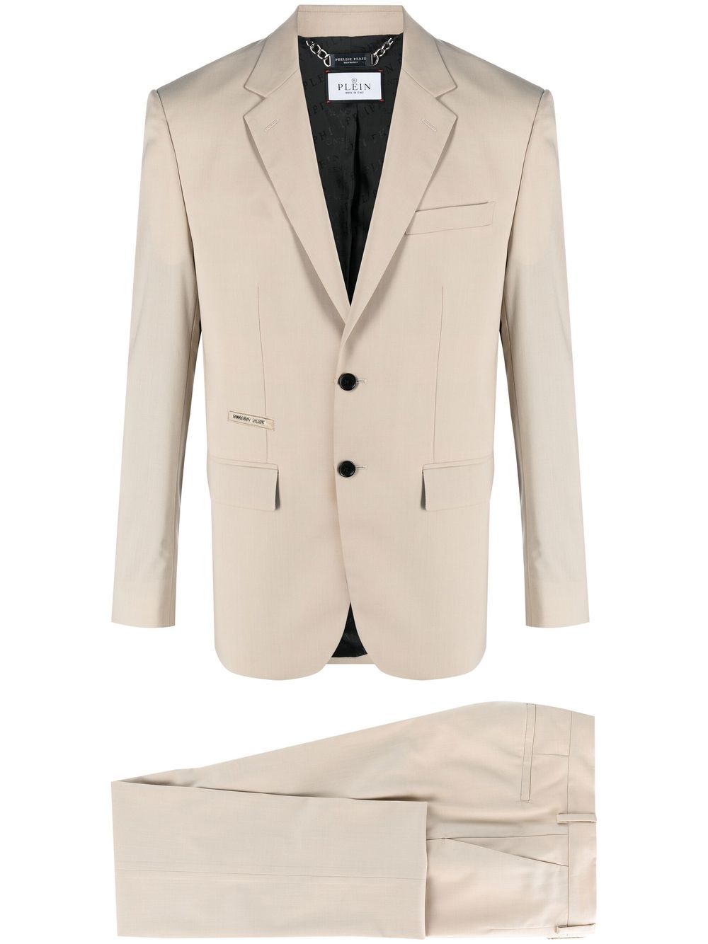 Logo-patch single-breasted suit - Blue