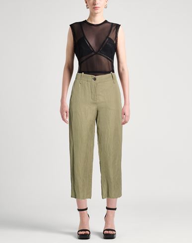 Woman Pants Sage green Size 4 Viscose, Linen
