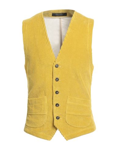 Man Tailored Vest Yellow Size 38 Cotton, Elastane
