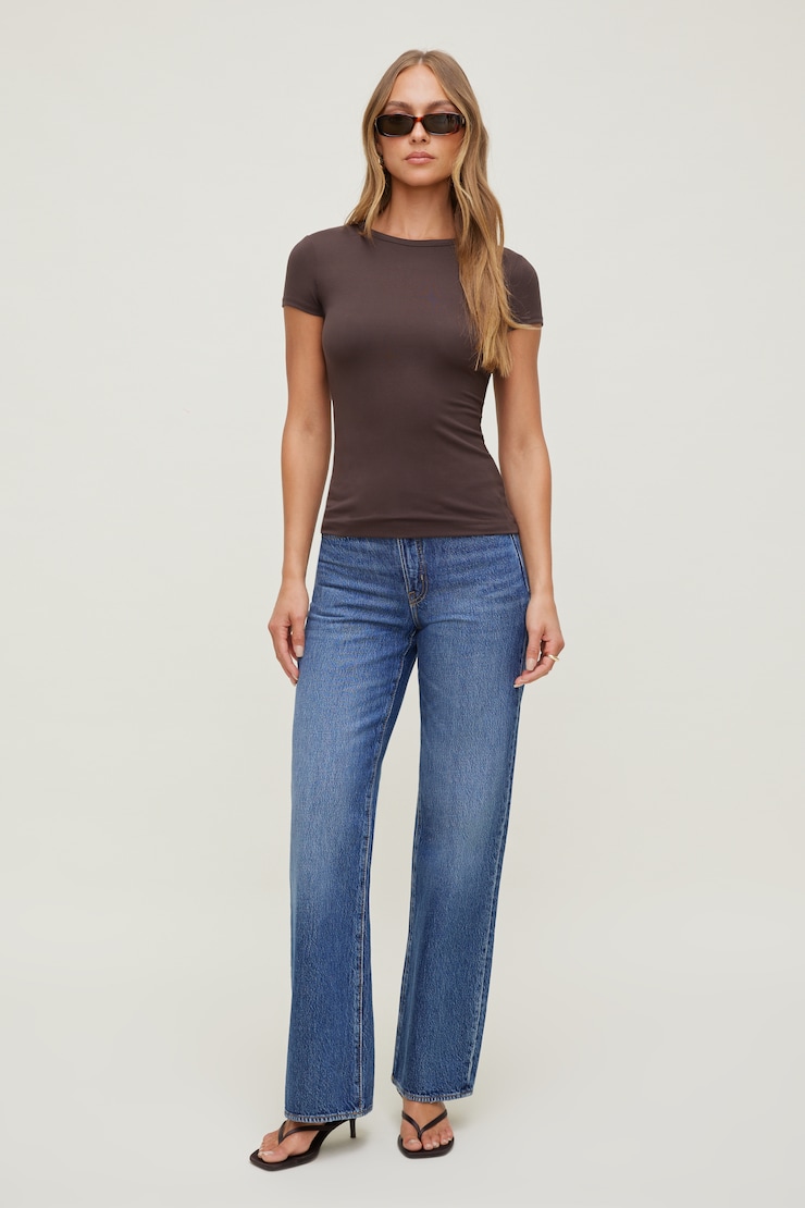 Rumi Crewneck T Shirt - Brown - Women Clothing
