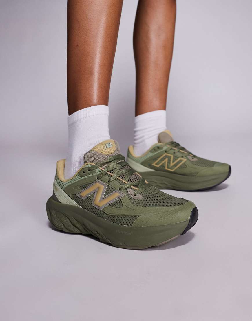 Fresh Foam unisex running trainers in olive green and beige