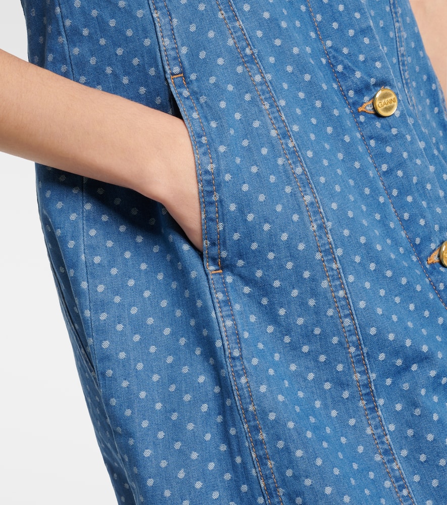 Polka-dot denim minidress
