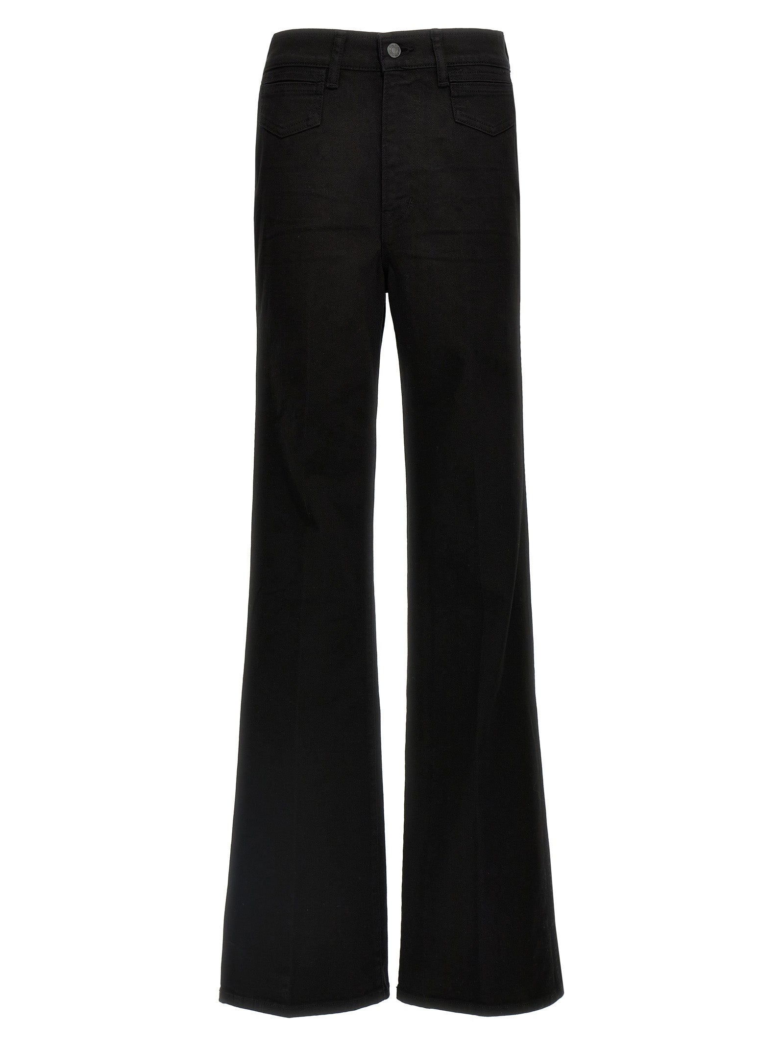 Wide-Leg Flared Denim Jeans — Black