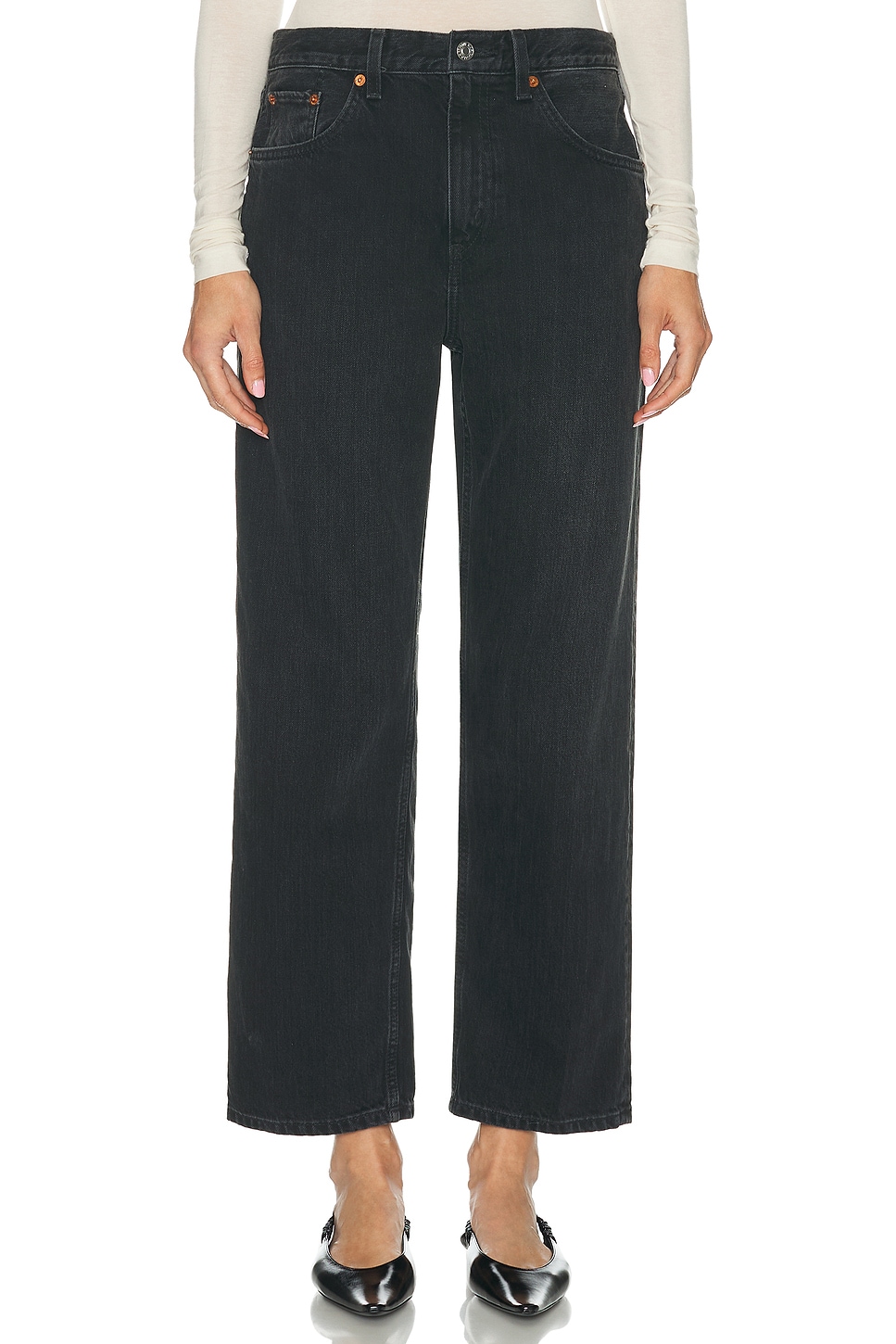 RE/DONE Ollie Wide Leg Jeans in Black. - 31 also , 26, 27, 28