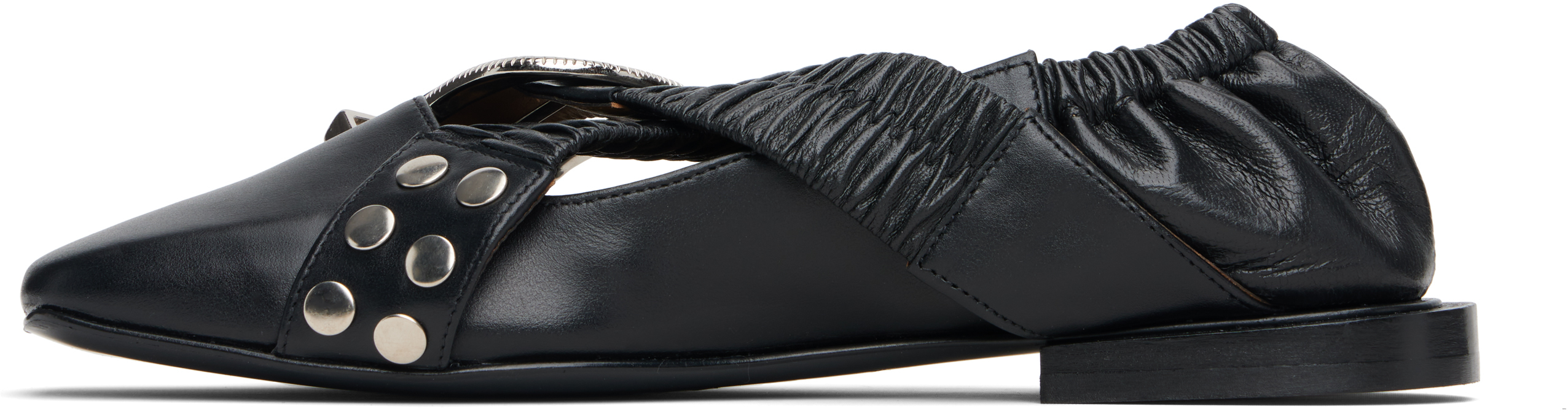 Black Cross Strap Ballerina Flats