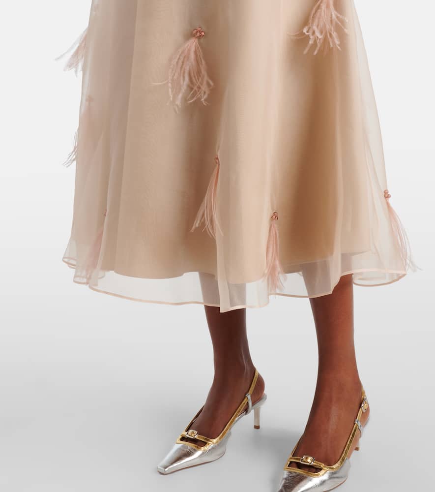 Sheer Volumes silk organza midi skirt