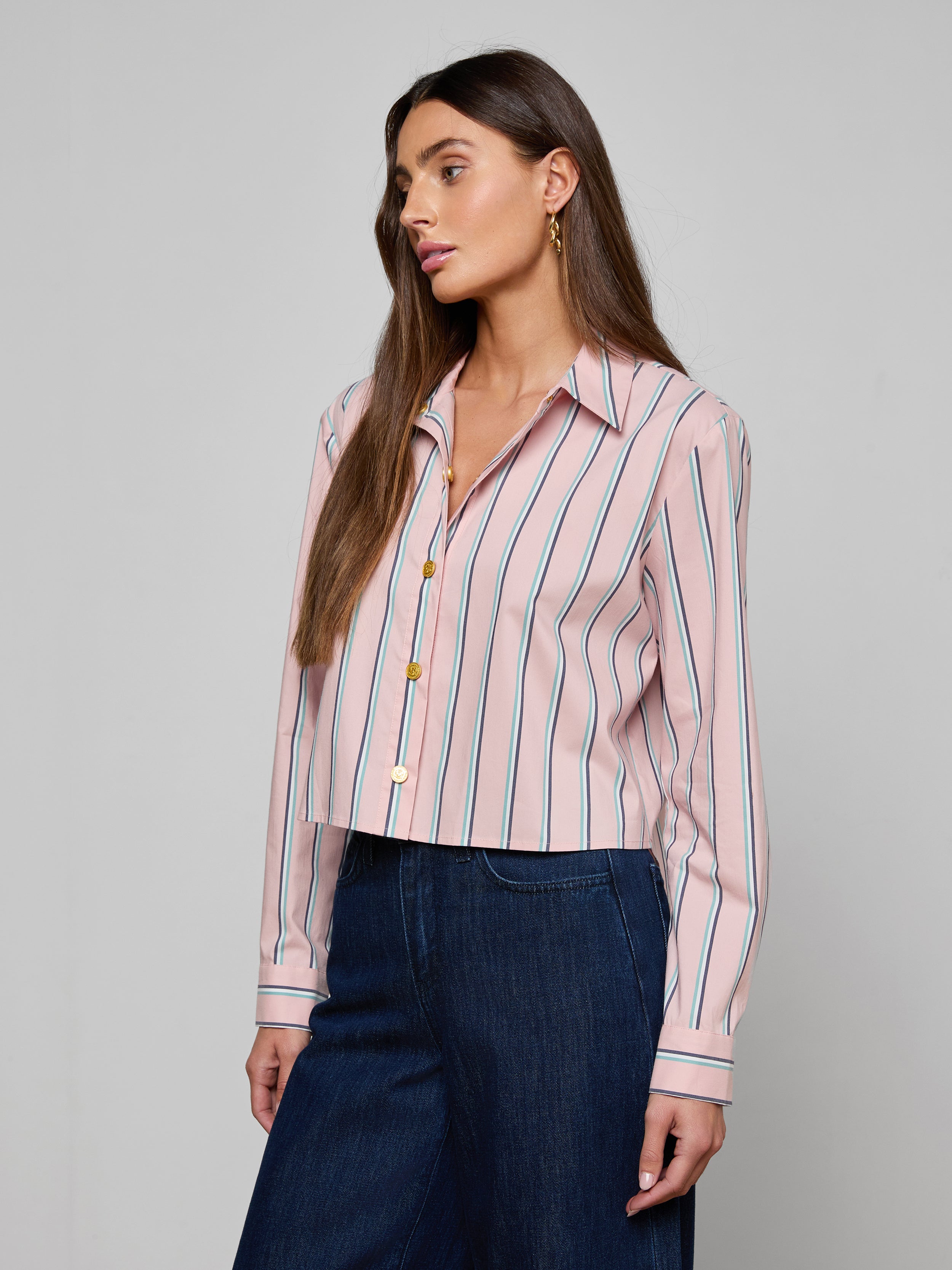 Cosette Shirt In Pale Rose Stripe