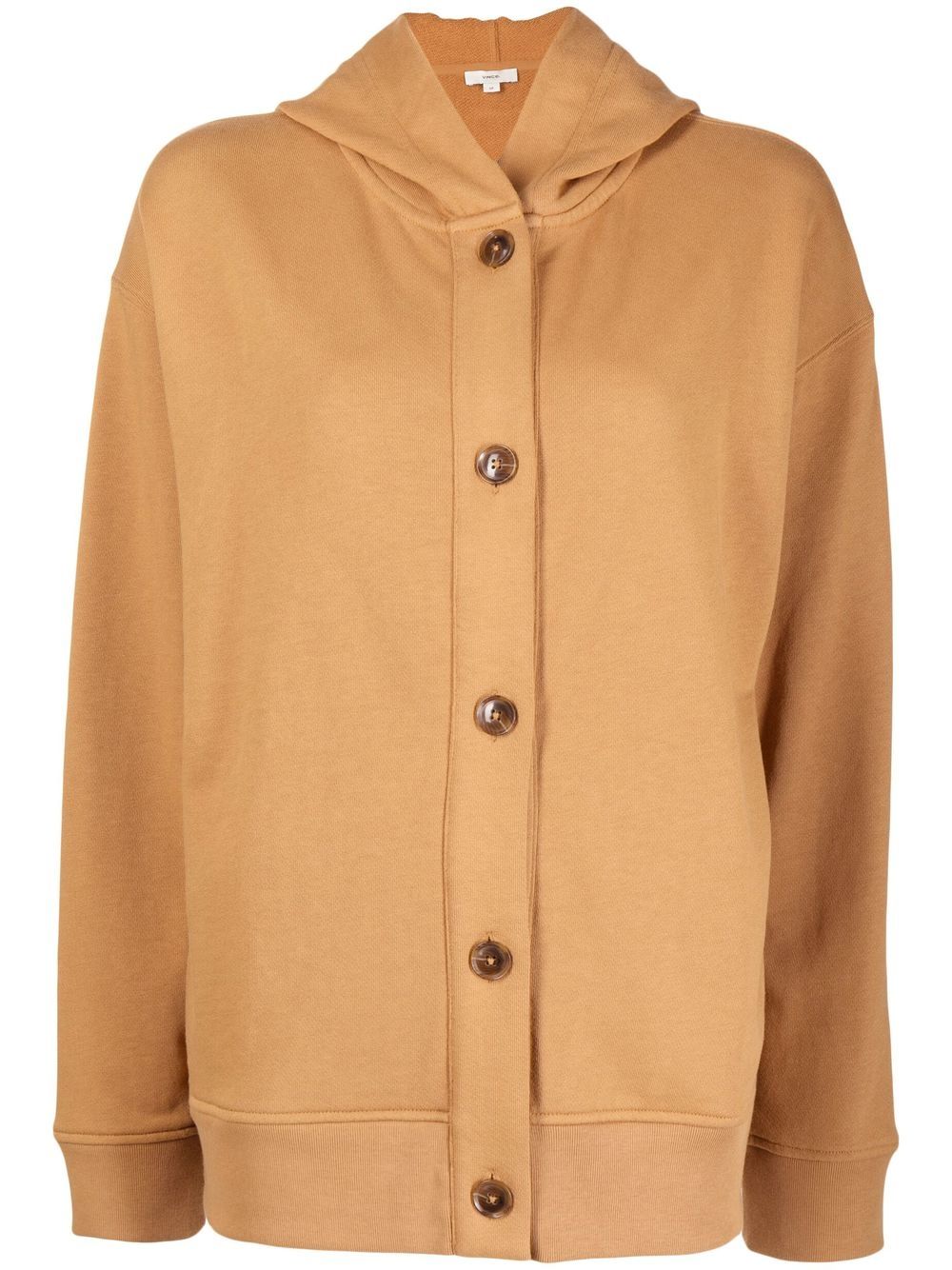 Button-up cotton hoodie - Brown