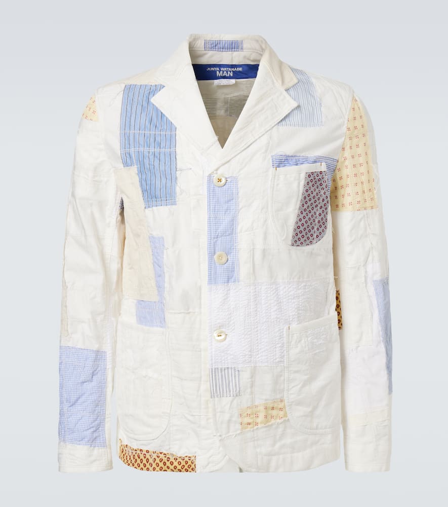 Patchwork cotton and linen-blend blazer