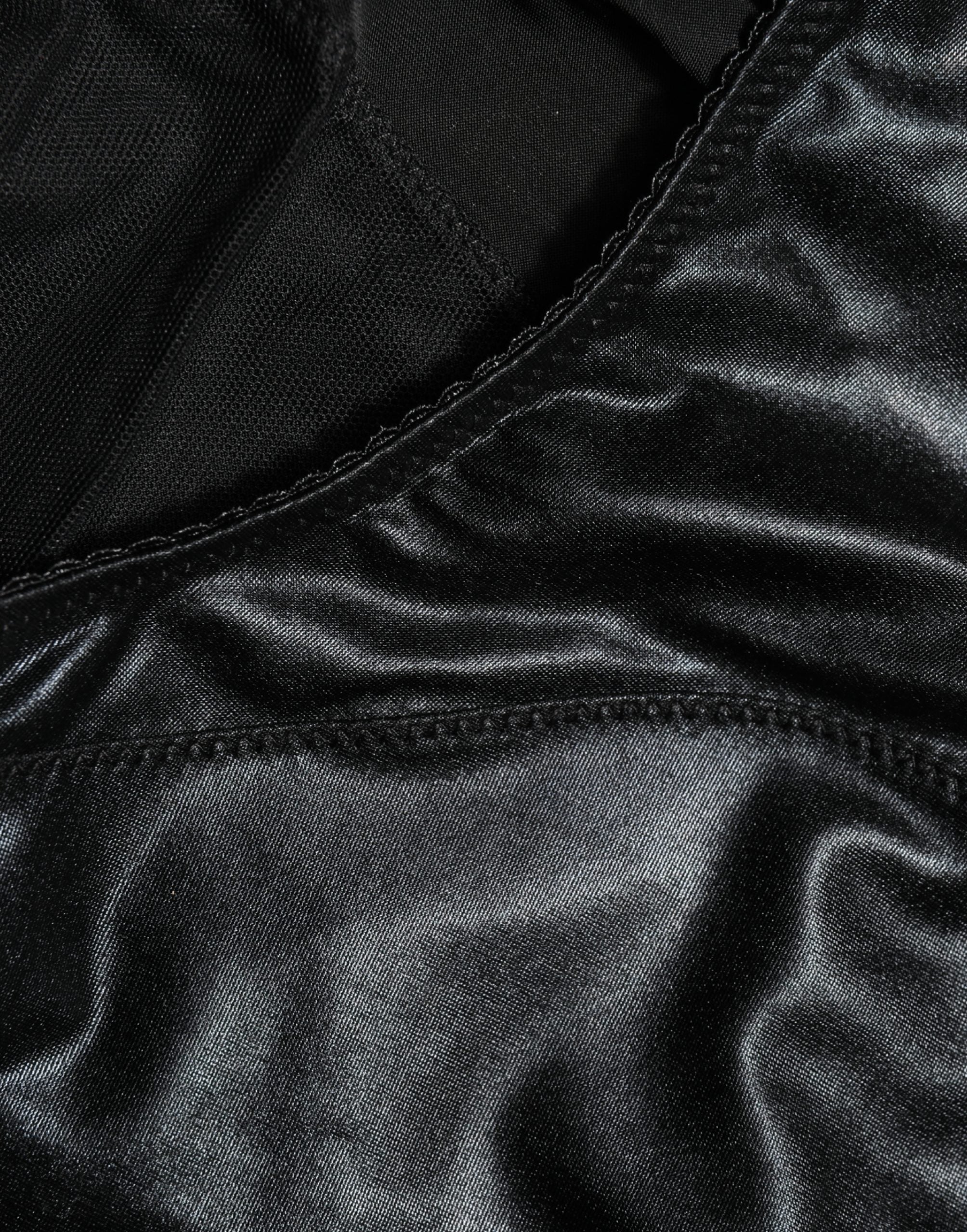 Silk-Blend High-Waist Girdle Bodysuit — Black