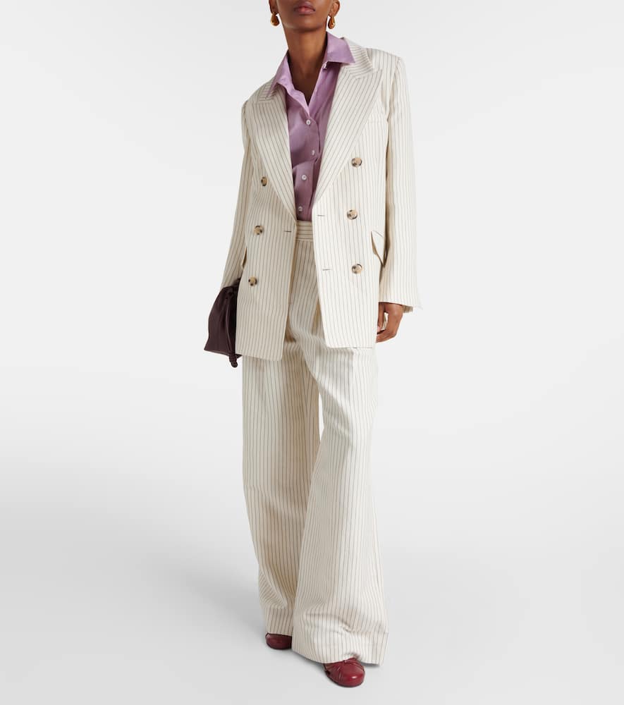 Striped cotton and linen blazer