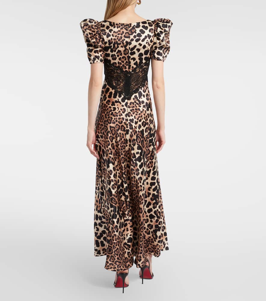 Leopard-print silk satin maxi dress