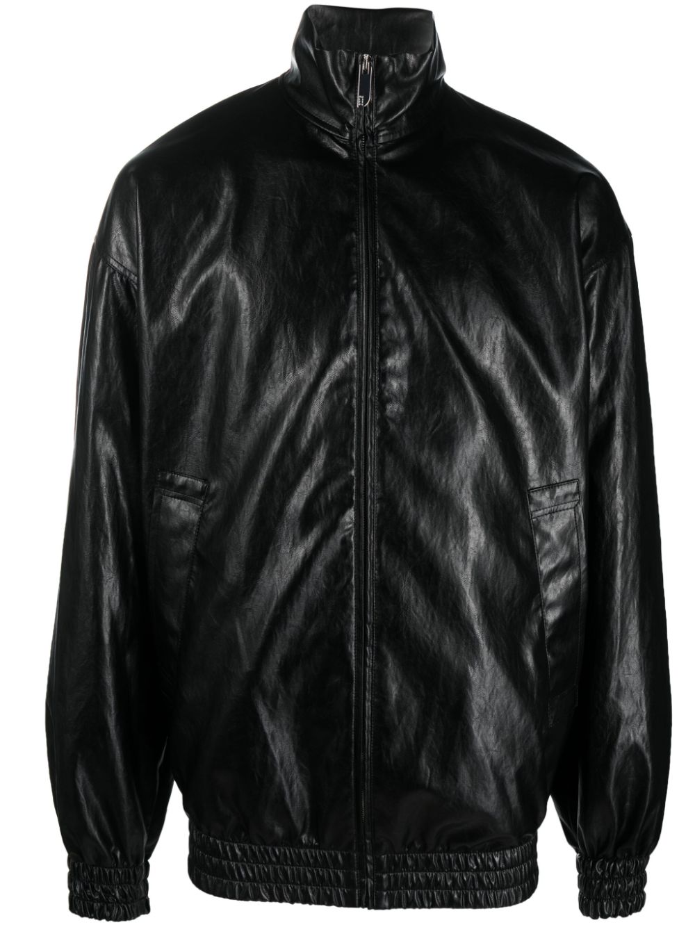 High-shine faux-leather jacket - Black