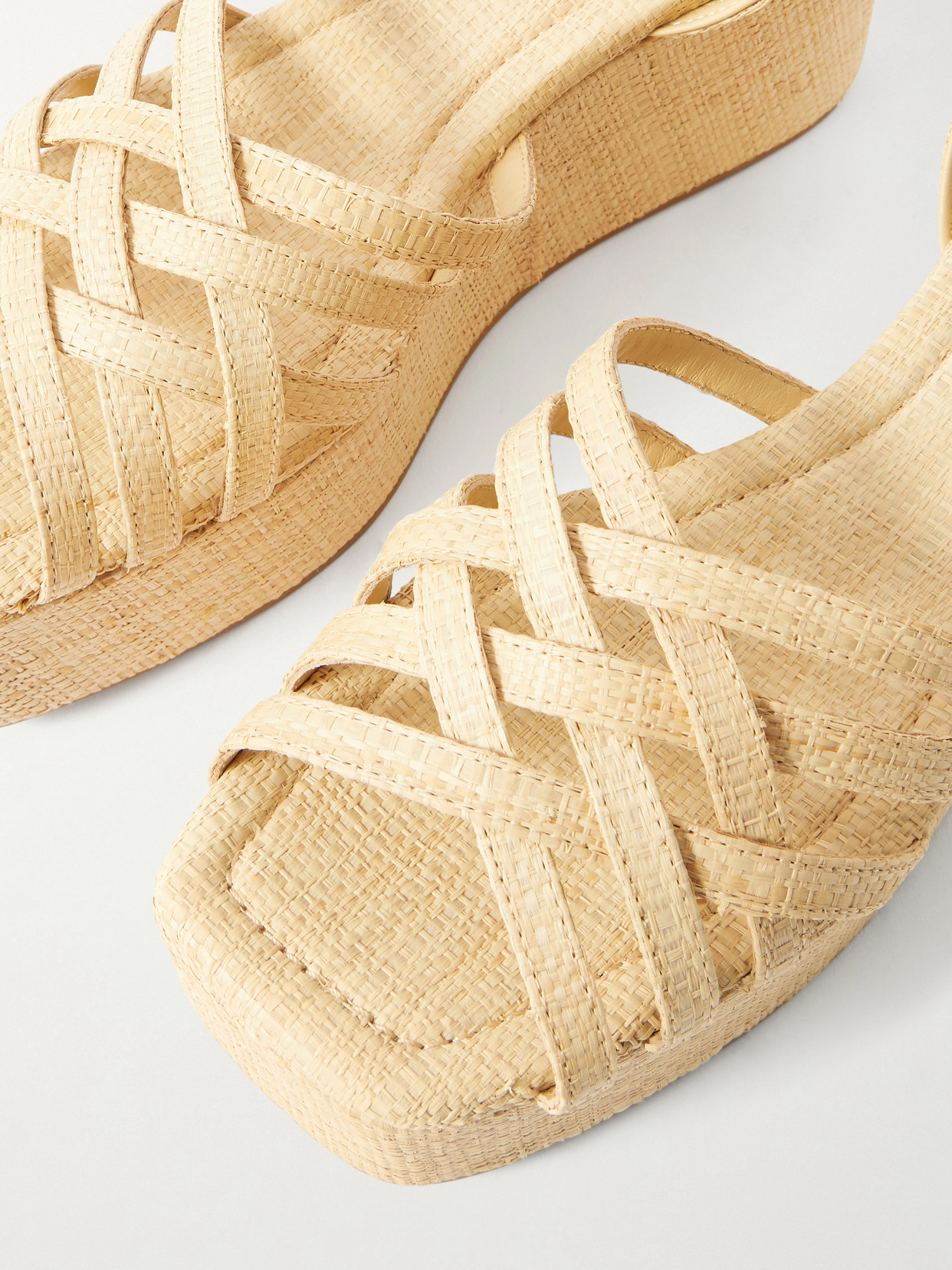 Channing Raffia Platform Wedge Sandals - Neutrals