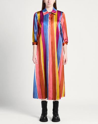 Woman Midi dress Rust Size 10 Silk, Elastane
