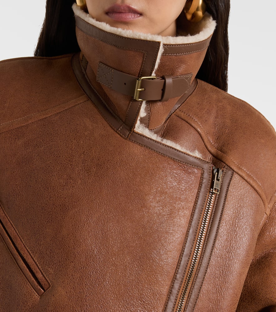 Adelina shearling-trimmed leather jacket