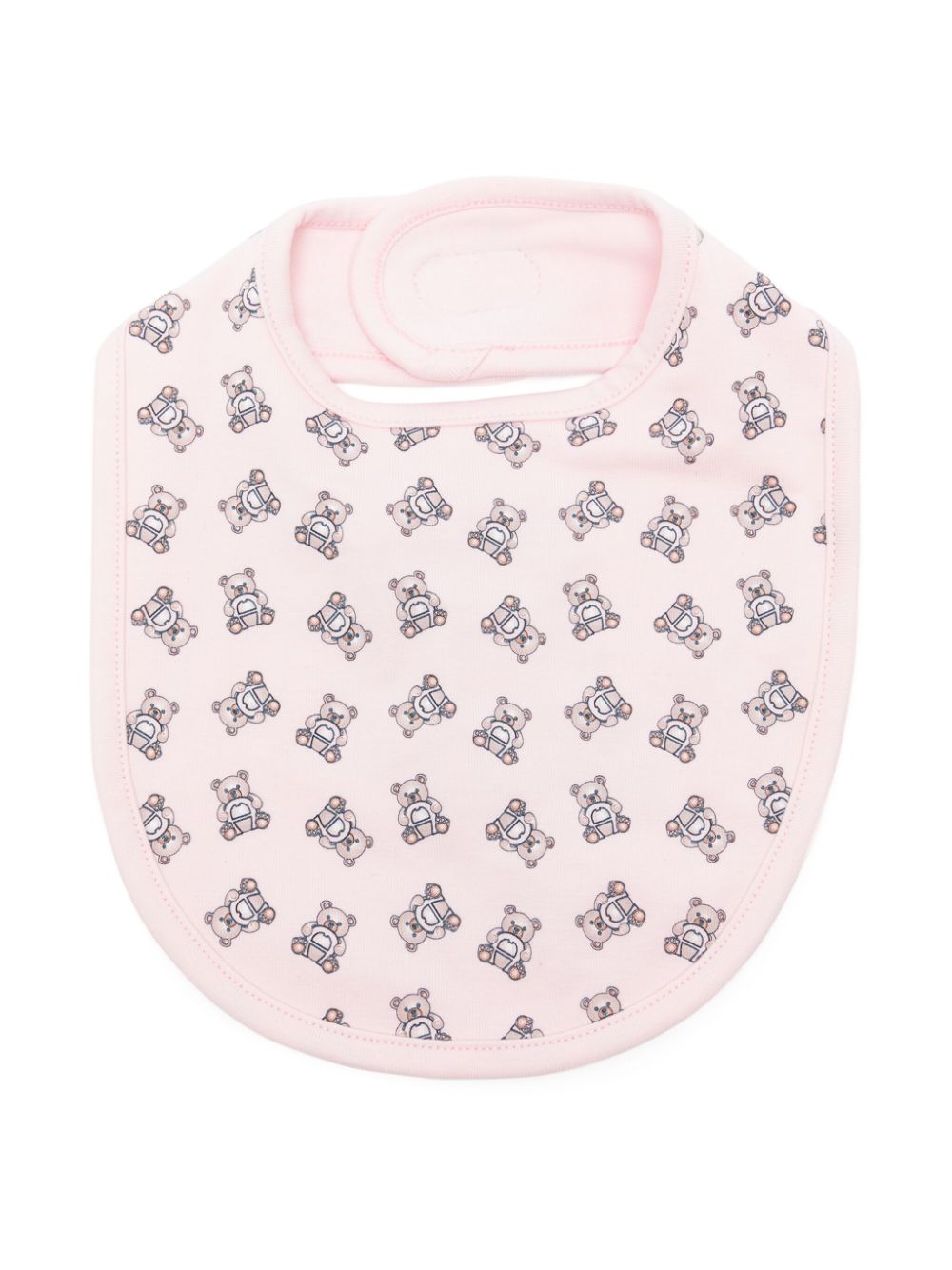 Teddy-bear print jersey bib - Pink