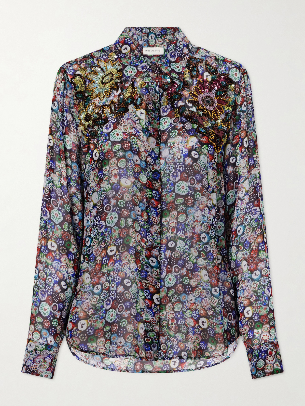 Sequin-embellished Printed Georgette Blouse