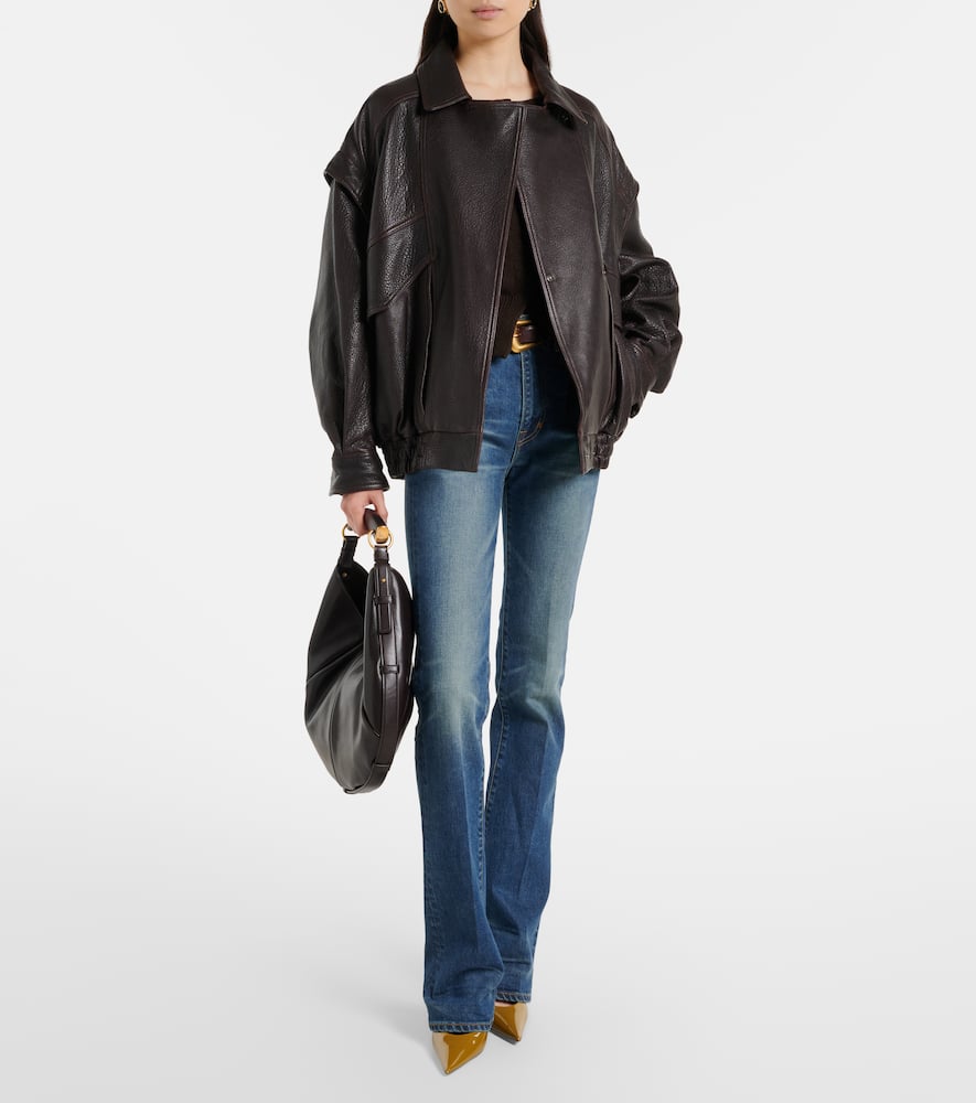 Micah leather bomber jacket