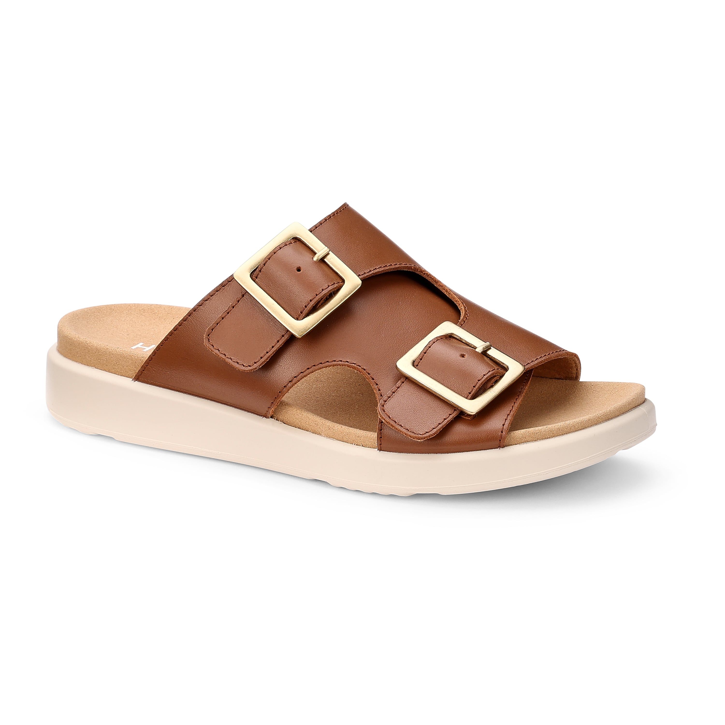 Hotter Women's Wide Fit 'Corsica' Slip-On Mules in Tan