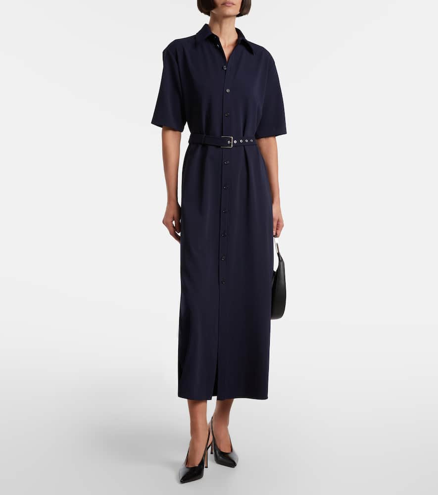 Belted wool midi dress