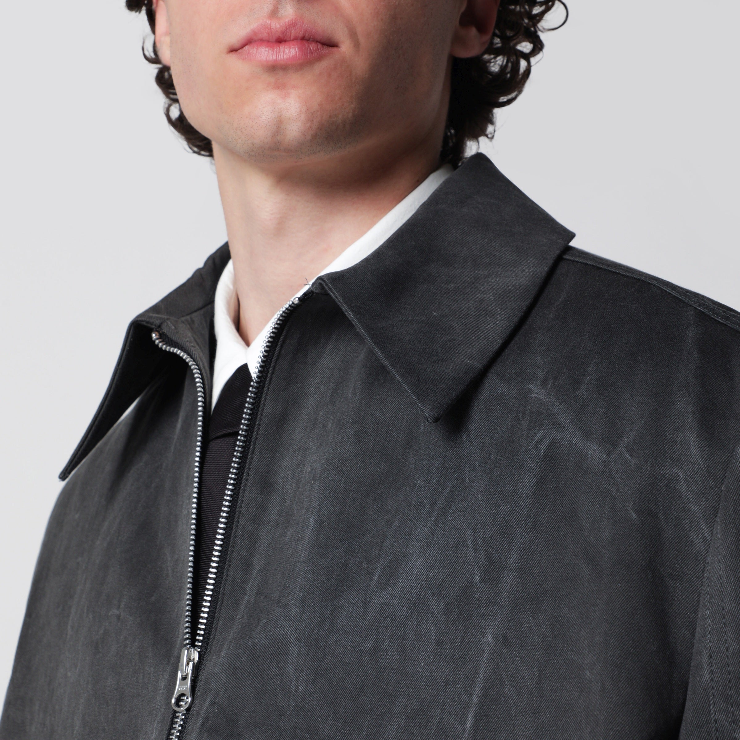 Washed grey Tazio zip-up jacket