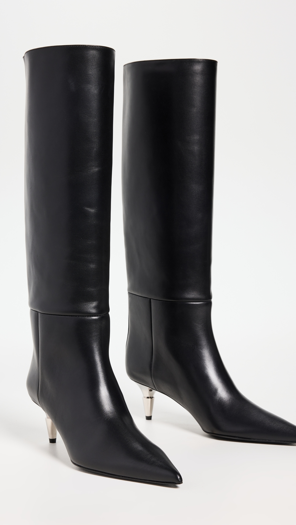 Spike Knee High Boots Black