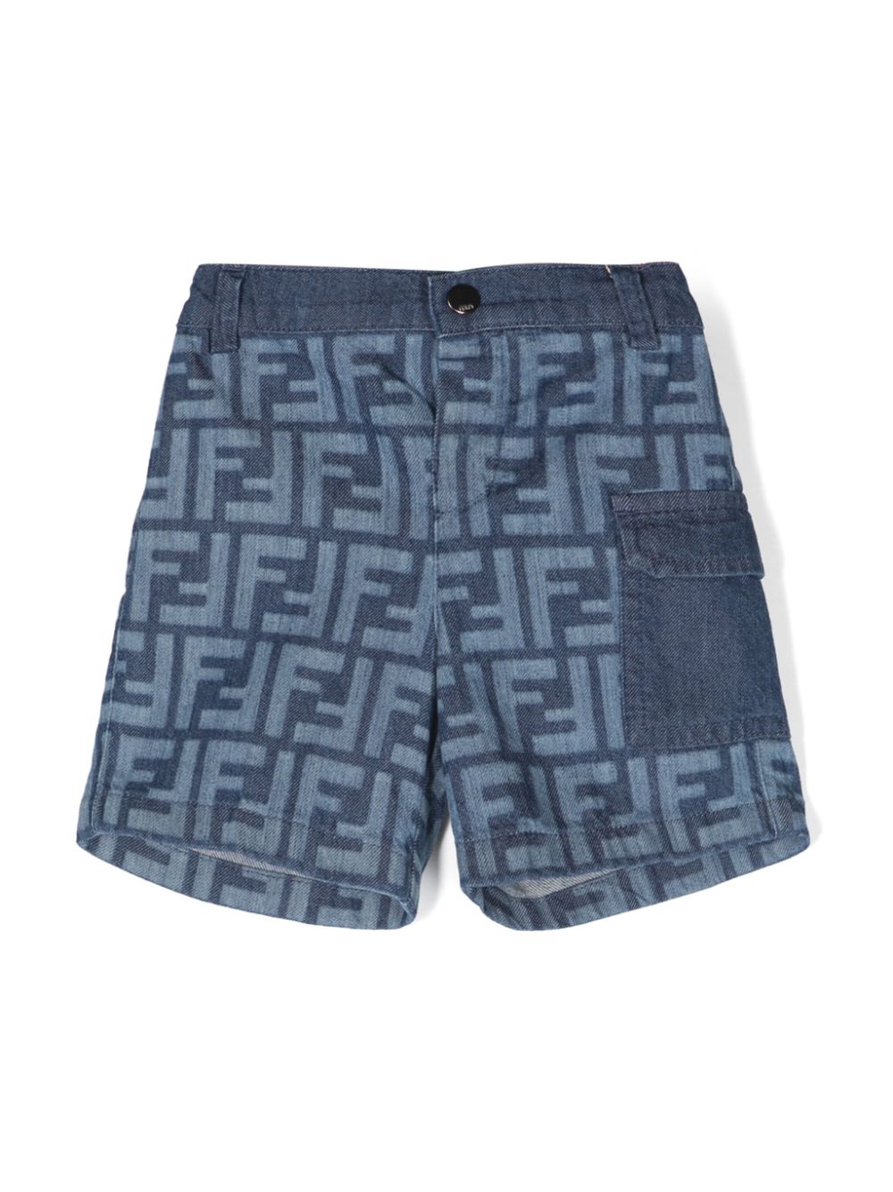 FF-print denim shorts - Blue