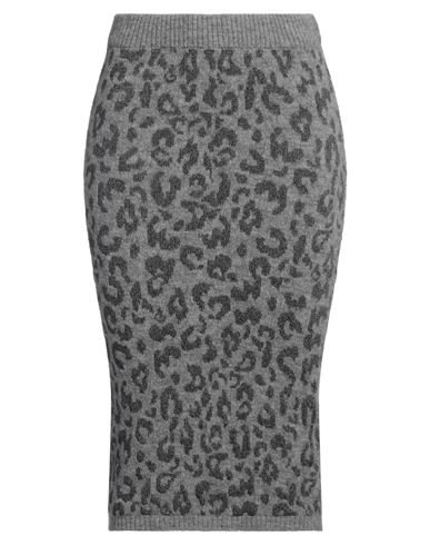Woman Midi skirt Grey Size 6 Acrylic, Textile fibers, Viscose, Wool, Metal