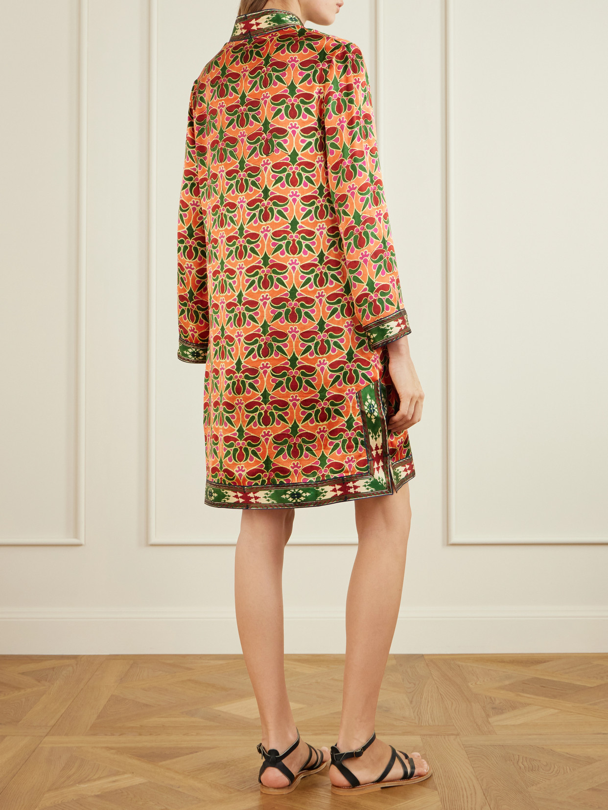 Liora Jewelry Mare Printed Silk-satin Coverup - Orange