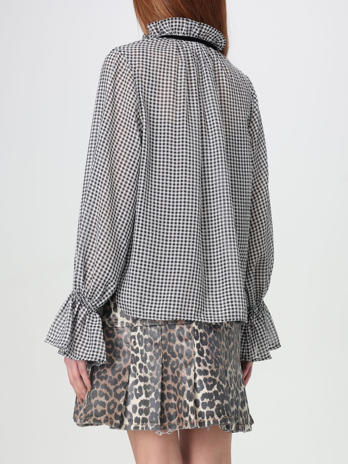 Sheer check shirt - Black