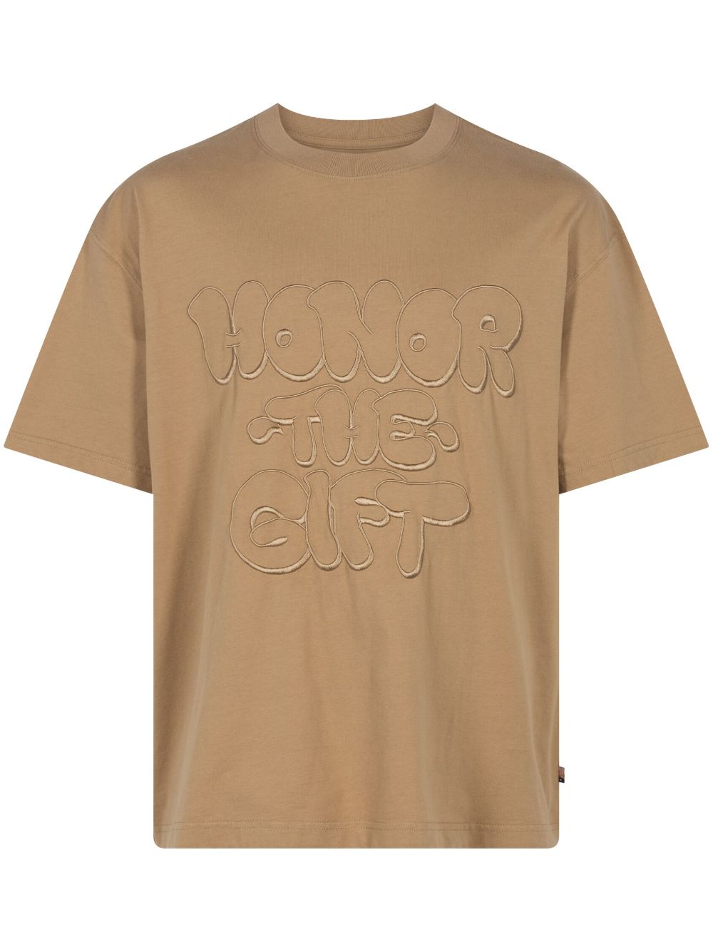 Amp'D Up logo-embroidered cotton T-shirt - Neutrals