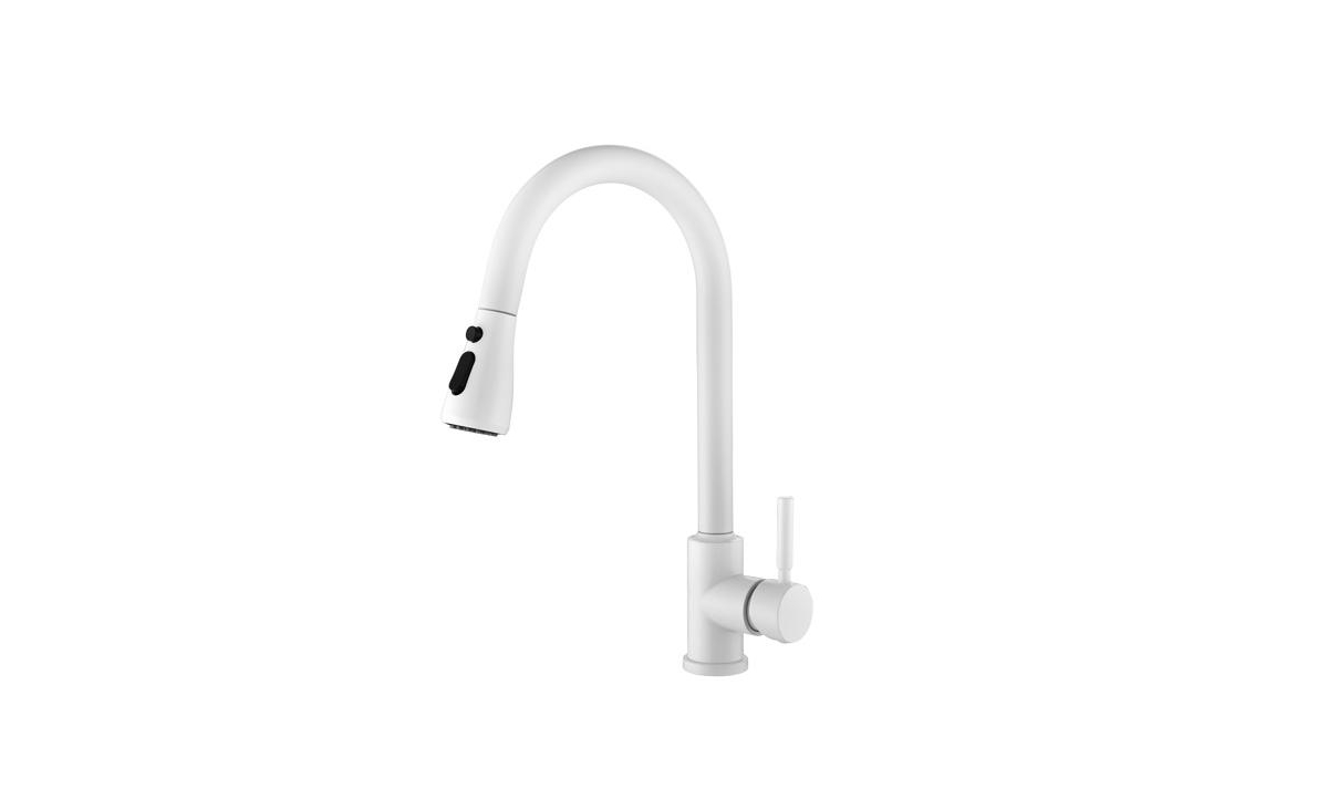 Kitchen Faucet with Pull-Out Spray for Enhanced Flexibility and Convenient Cleaning - White