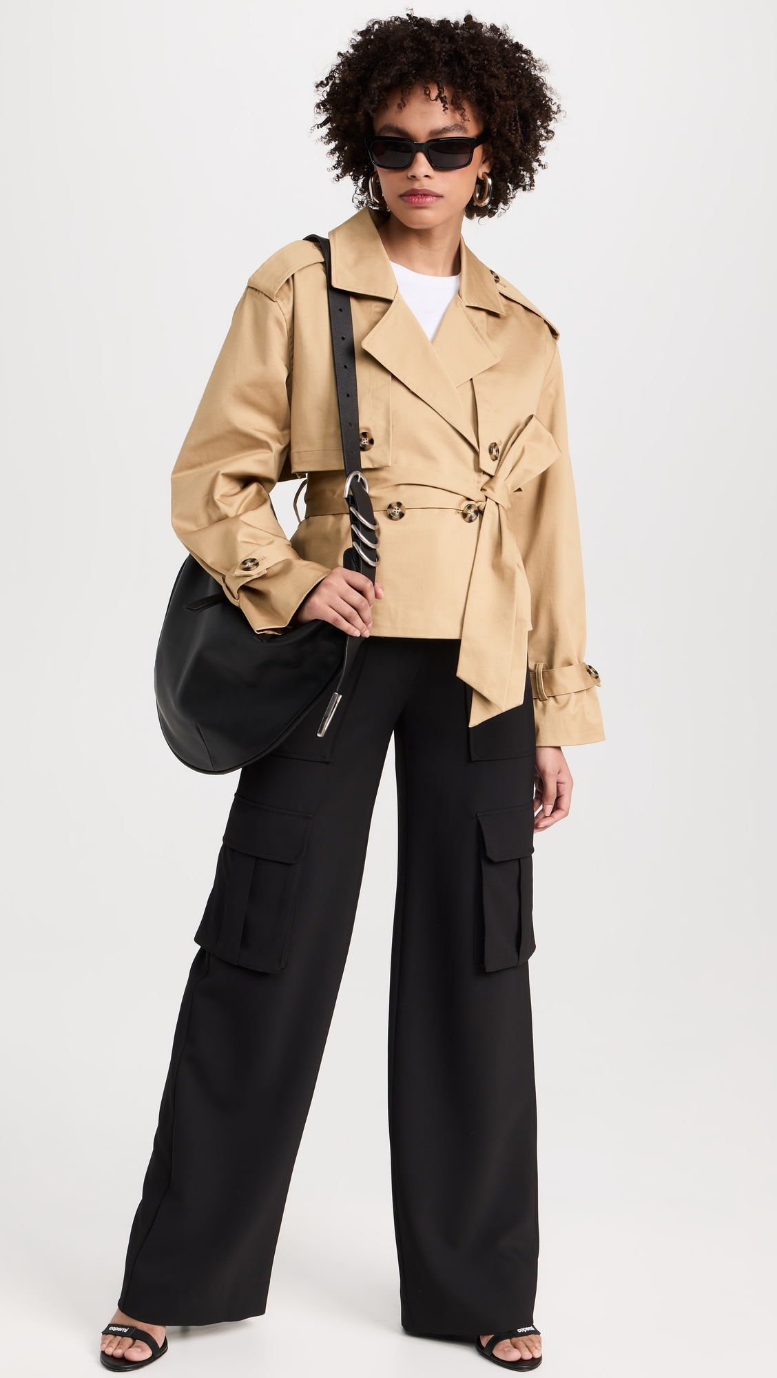 The Cropped Charles Trench Coat Sand