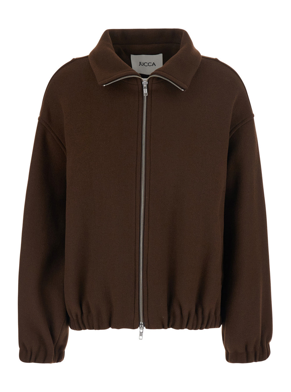 Wool Blend Bomber Jacket — Brown