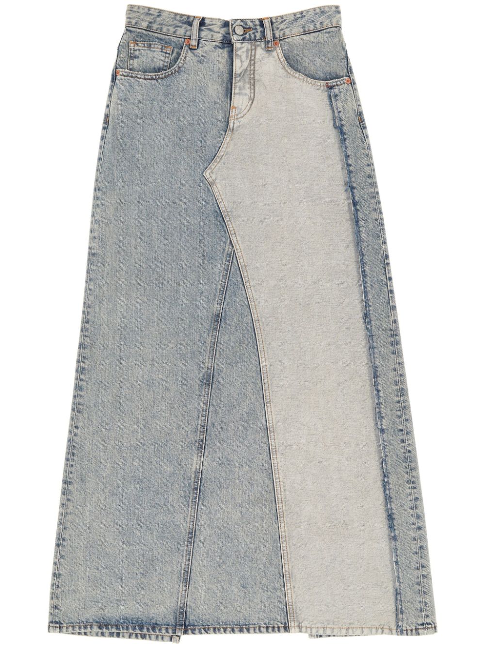 Slit denim maxi-skirt - Blue