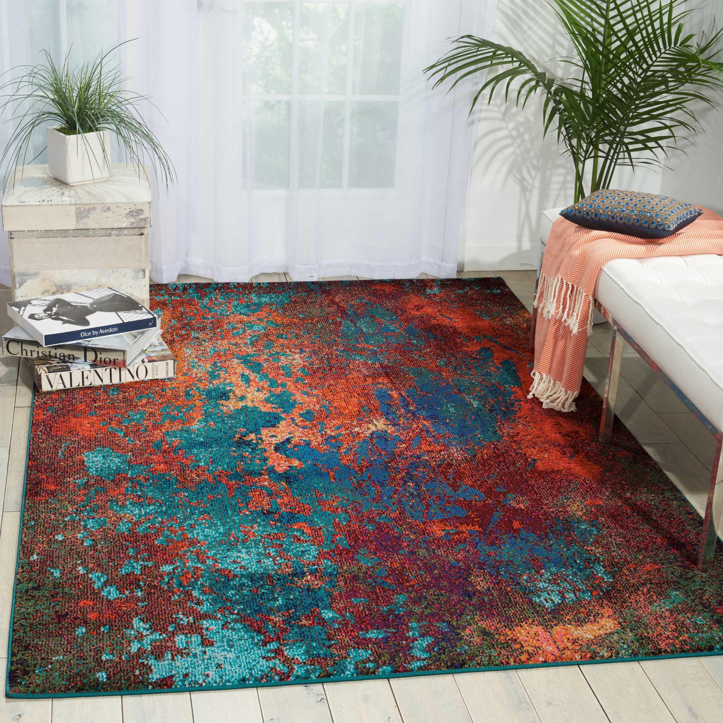Nourison Celestial 5'3" x 7'3" Atlantic Modern Indoor Rug, Splatter