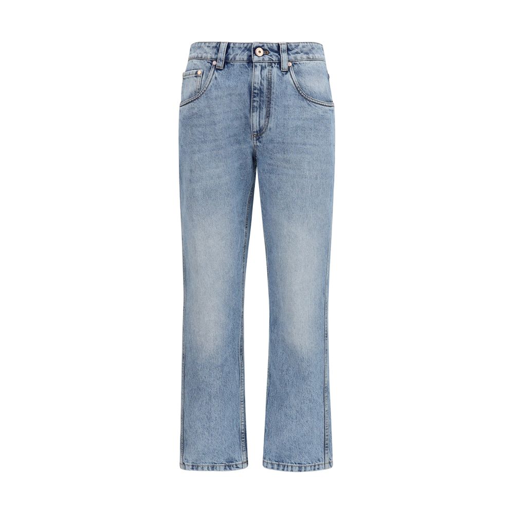 Straight-Leg Cotton Jeans — Blue