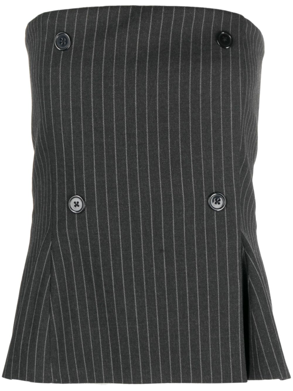 Pinstripe-pattern bandeau top - Black