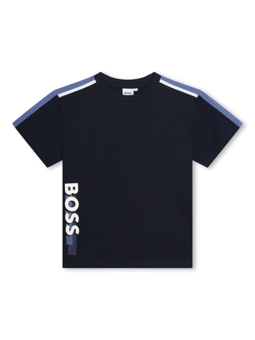 Logo-print stripe-trim T-shirt - Blue
