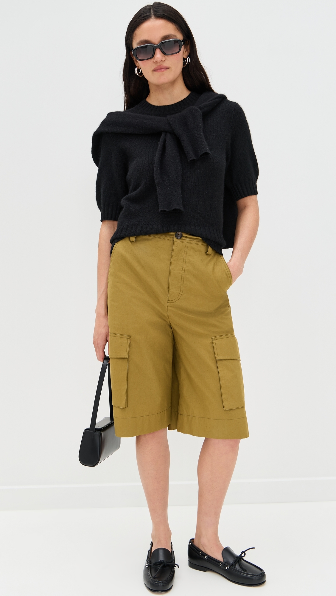 White + Warren Cashmere T-Shirt Sweater Black