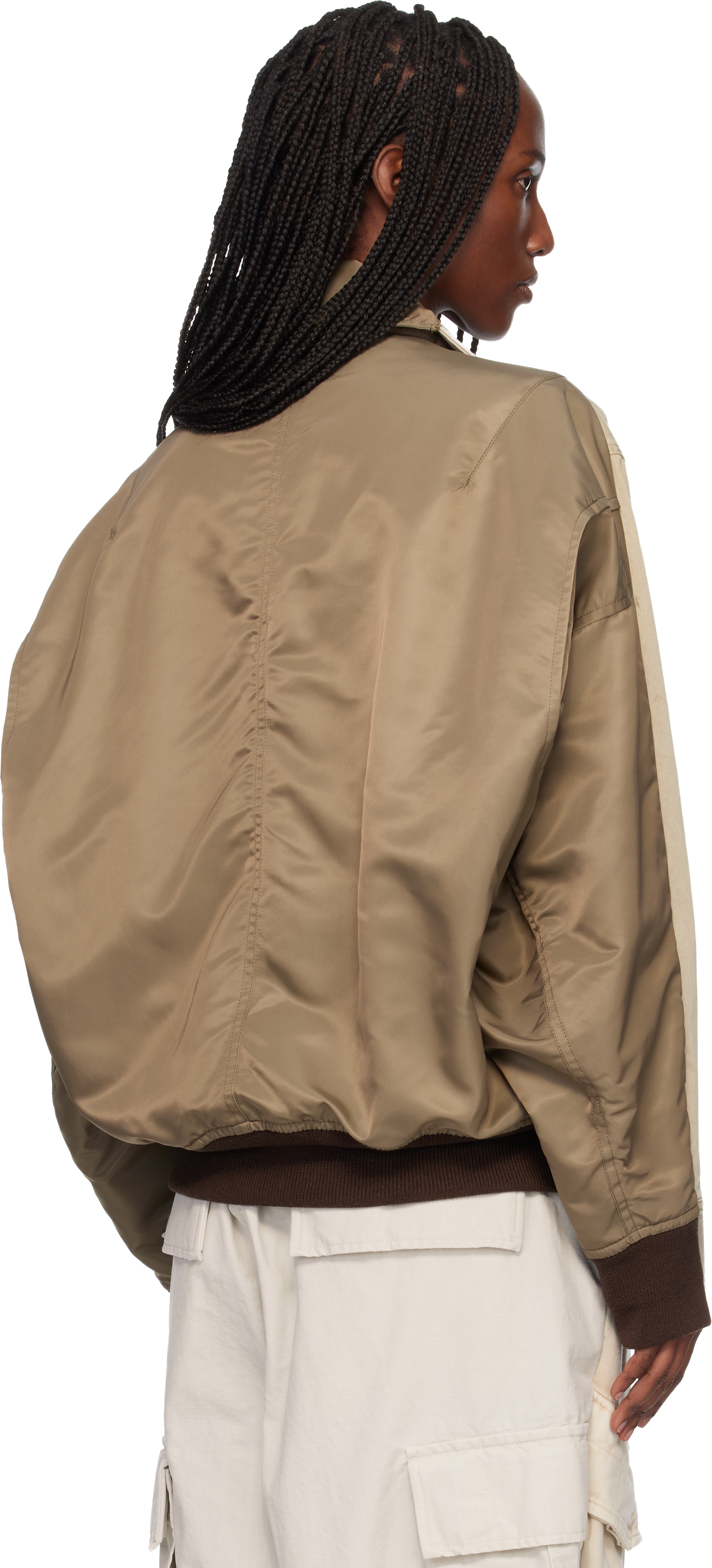 Beige & Khaki Front Back Combined Zip-Up Jacket