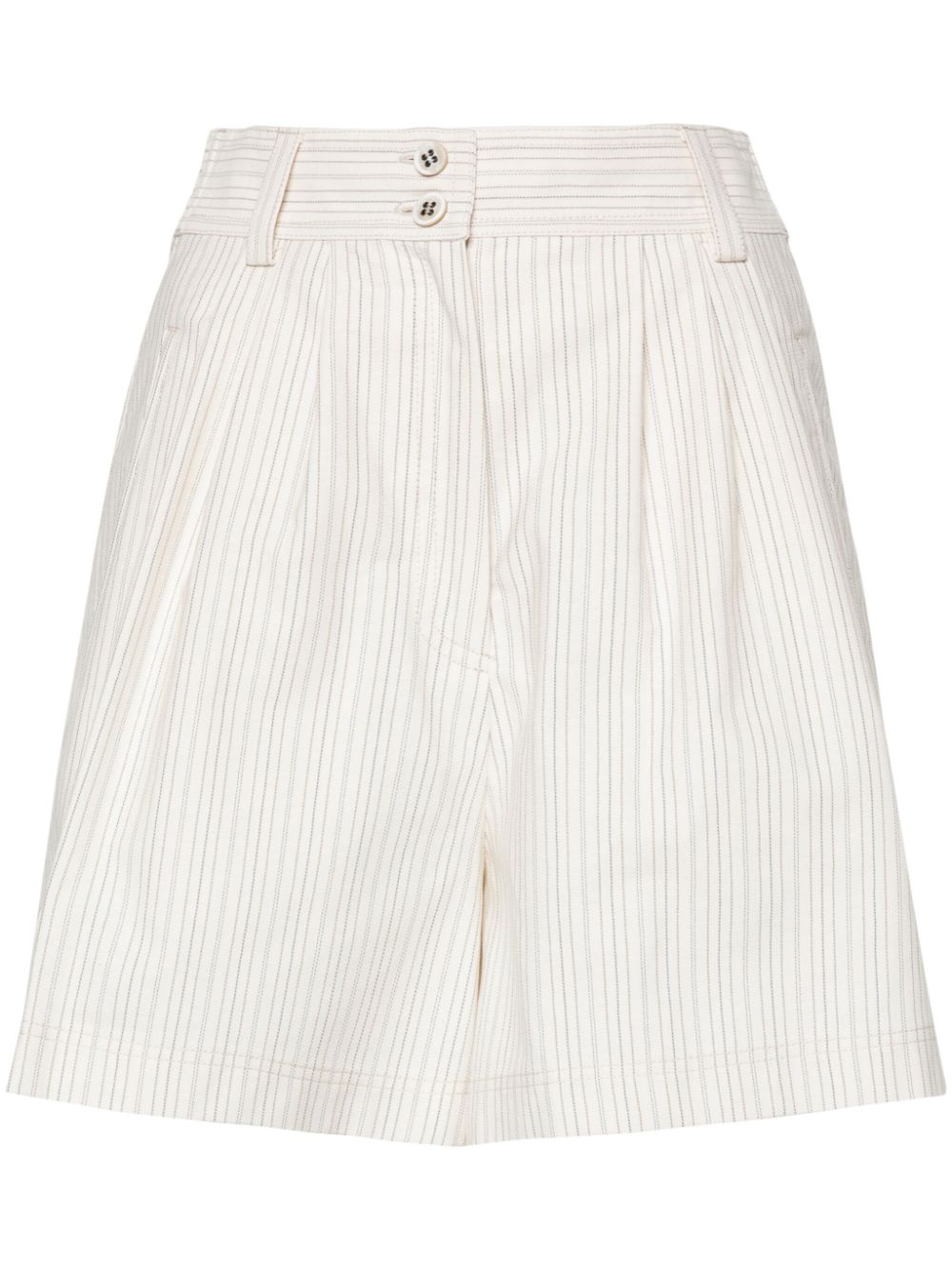 Pinstriped cotton-blend shorts - Neutrals