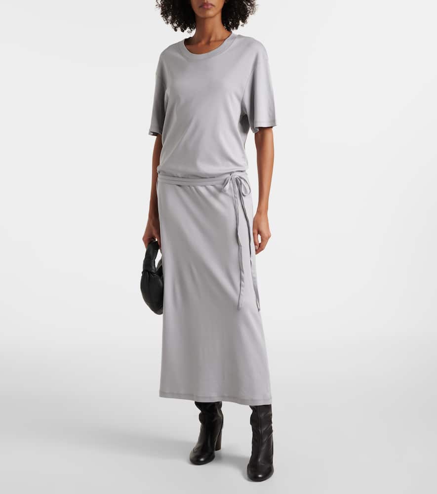 Belted cotton jersey maxi dress