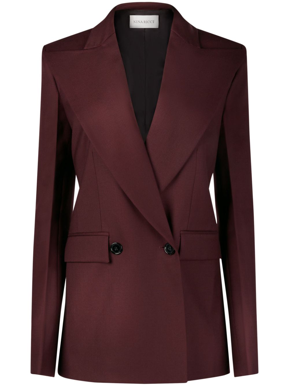 Double-breasted wool blazer - Brown