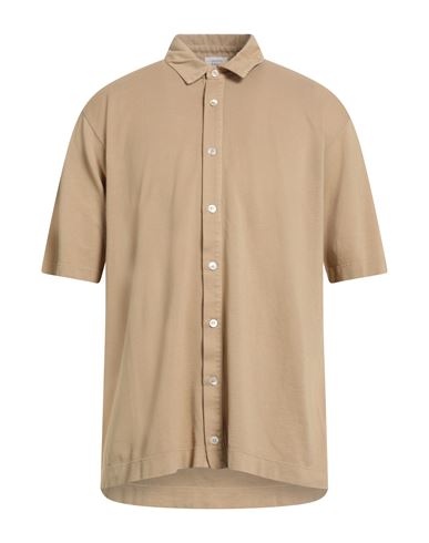 Selezione Man Shirt Camel Size L Cotton, Silk