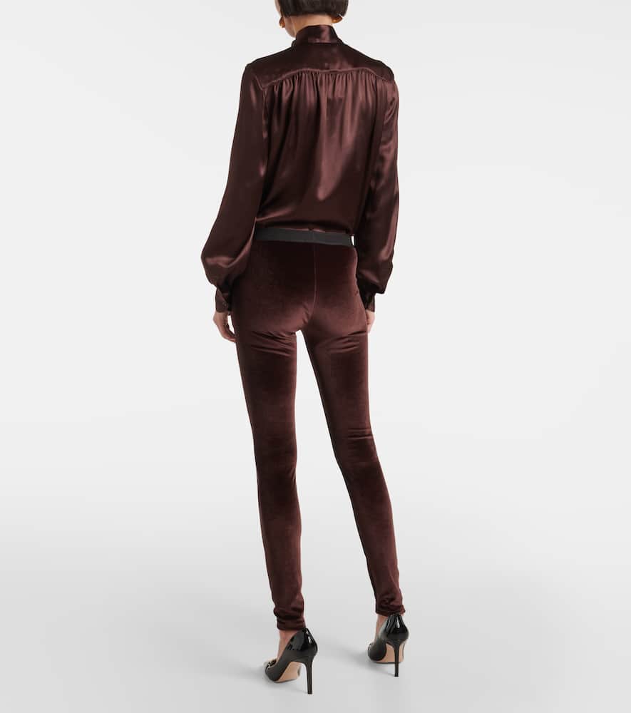 Logo velour leggings