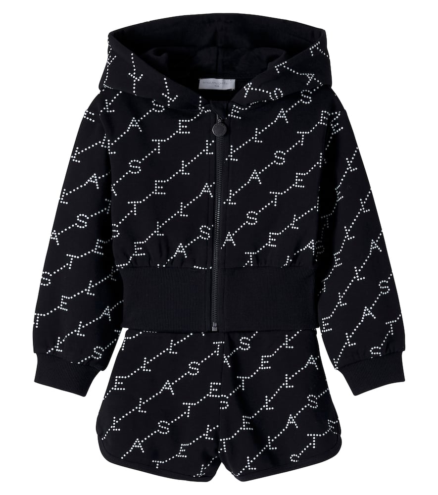 Logo cotton fleece hoodie and shorts set