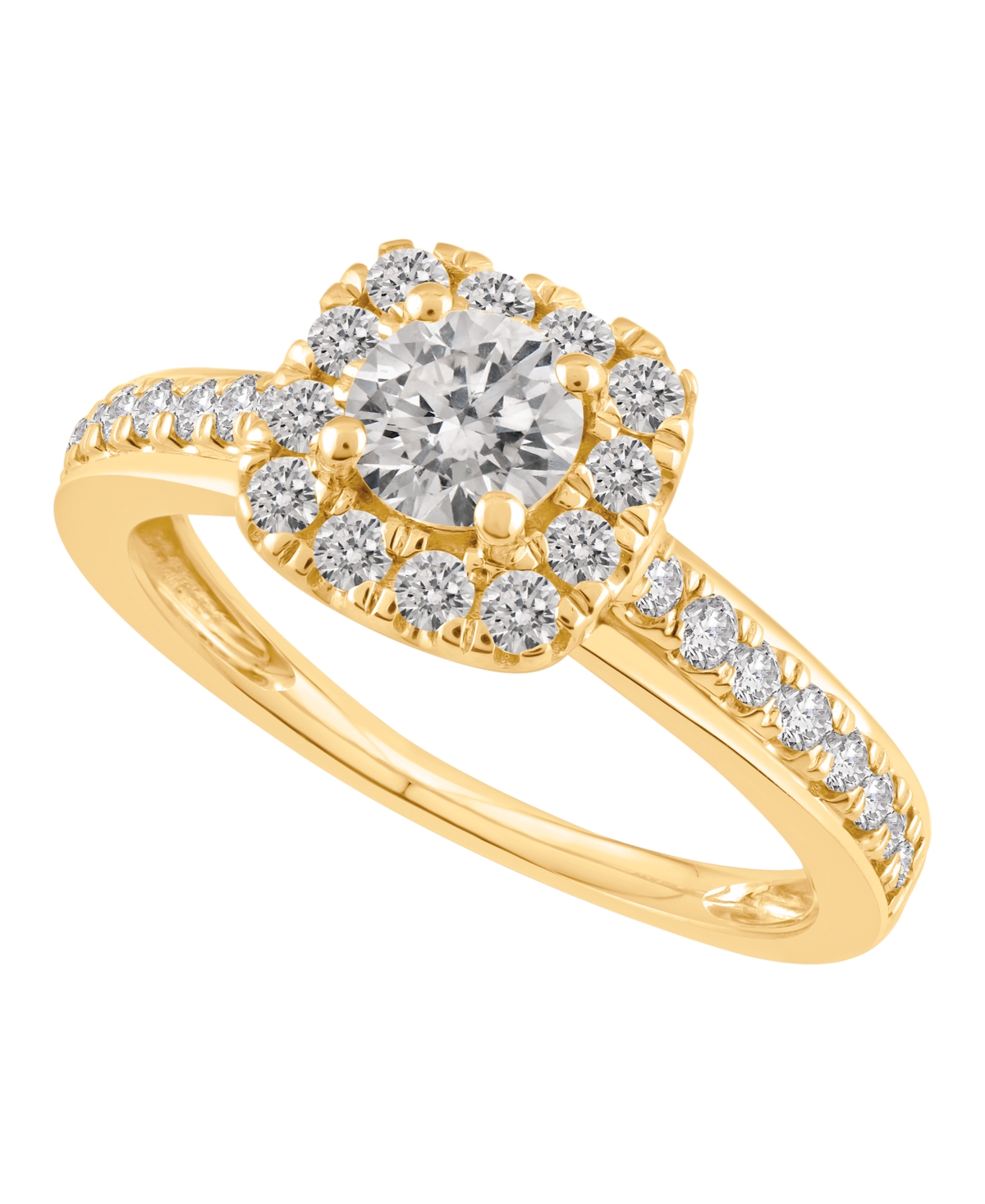 Certified Lab-Grown Diamond Halo Engagement Ring (1 ct. t.w.) in 14k Yellow Gold - 14k Yellow Gold