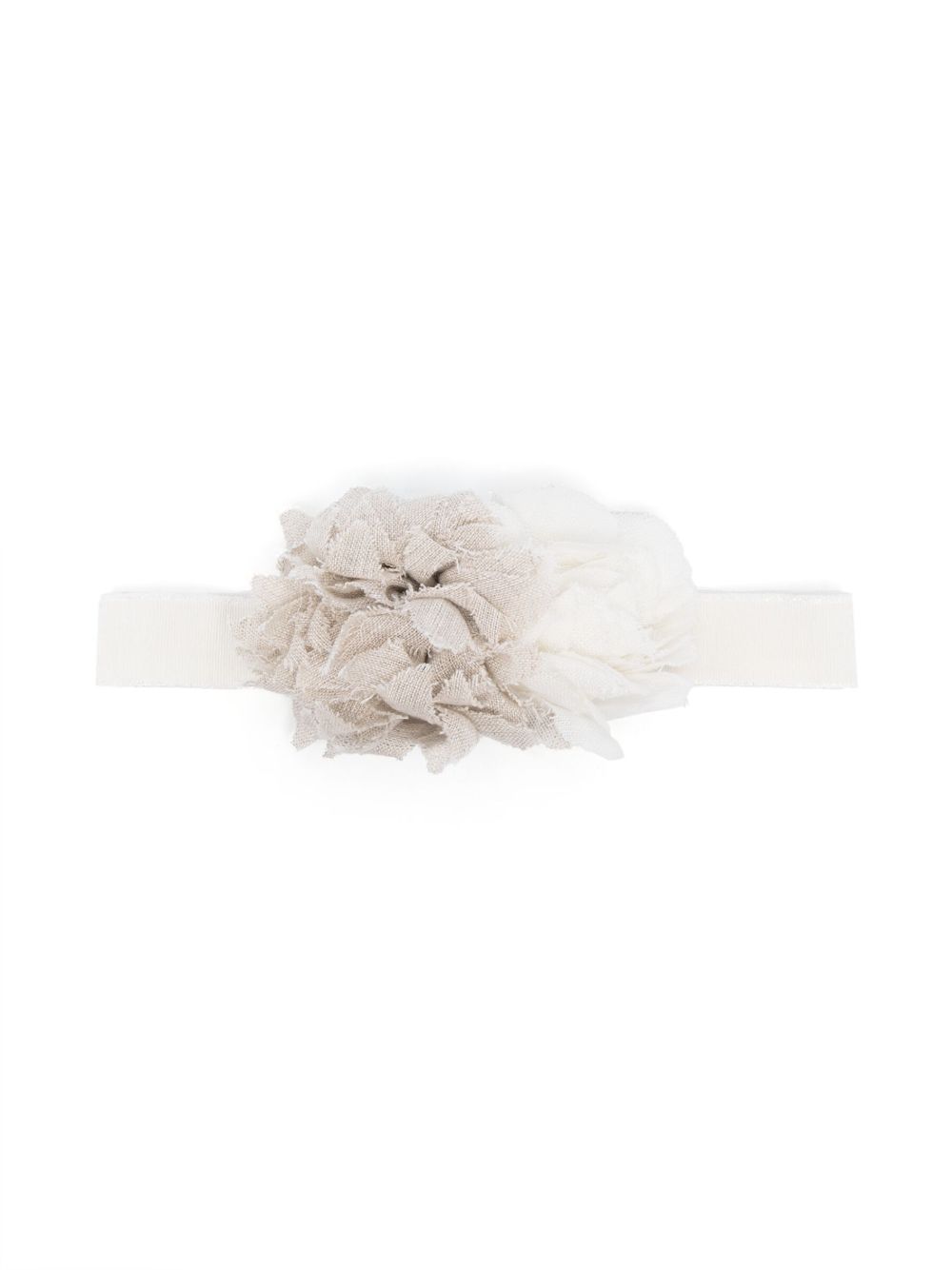 Floral-motif linen headband - Neutrals